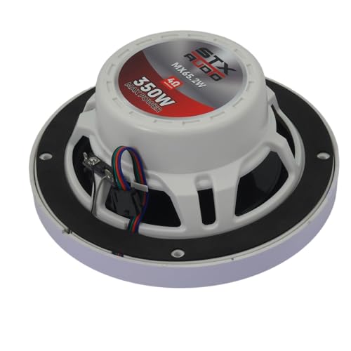 Image of STX Audio MX65.2W 6.5-Inch 2-Way RGB LED Marine Coaxial Speakers, 350W Max, 4 Ohms, Water-Resistant with Remote Control for RGB Illumination (2 Speakers)