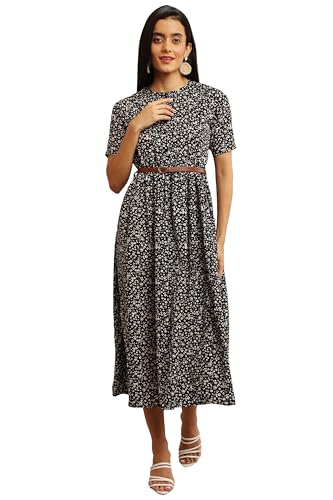 Image of Women's Fit and Flare Floral Printed Long Maxi Dress