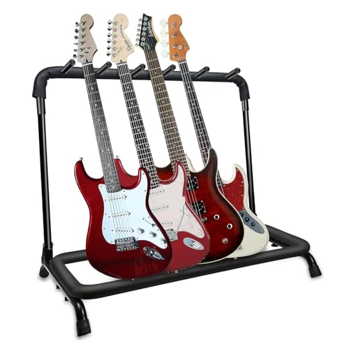 5 CORE Multi Guitar Rack 5 Holder Stand Universal Guitars Display Stand With Thick Padded Rubber...