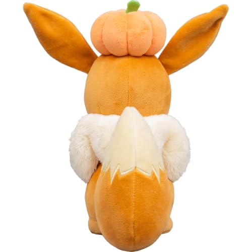 Image of Pokemon Eevee Plush with Pumpkin - 8-Inch Eevee Plush with Unique Accessory