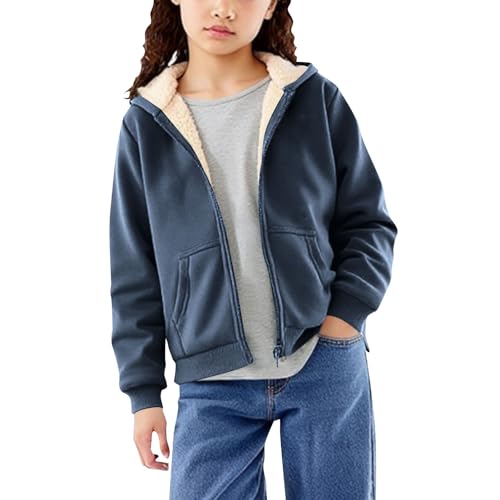 Girls Hoodies Thicken Fleece Lined Zip Up Sweatshirts Warm Fall Winter Jackets Cozy Tween Girl Clothes Trendy Hoodie