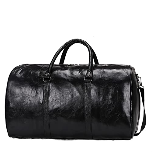 Cabin Bag Male Leather Travel Bag Large Duffle Independent PU Leather Storage Big Fitness Bags Handbag Bag Luggage Shoul (Black)