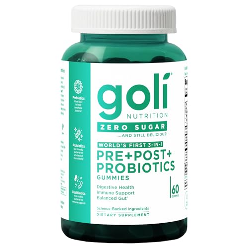 Goli Zero Sugar Pre Pro Postbiotic Gummies - Worlds First 3-in-1 with DE111 XOS MCC1849 - No Sugar Alcohols - Vegan Keto-Friendly Non-GMO