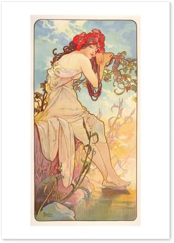 【Made in Japan】 Poster Alphonse Mucha “The Four Seasons II Summer 1896”16.5inch×11.7inch(A3)＜fine Art Paper Print＞Print on a Thick Sheet of Paper Painting Wall Art