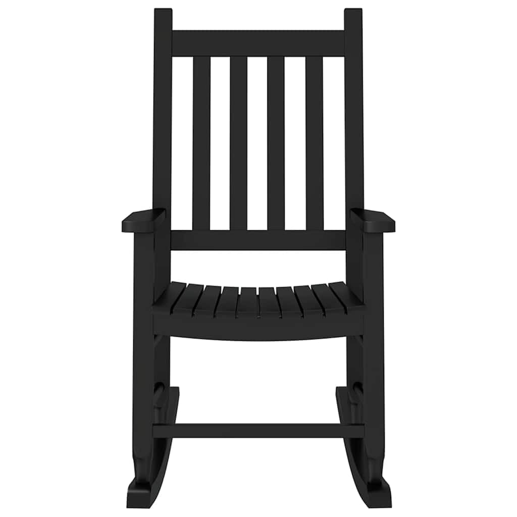 Fotel bujany dla dzieci, zestaw 2 sztuk, czarne, z litego drewna topoli, wygodne krzesła bujane do pokoju dziecięcego i ogrodu, ergonomicznie wyściełane, trwałe, łatwe do czyszczenia