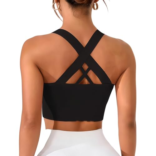 MUNSKT Brassiere Sport Femme Soutiens Gorge de Sport Femme Armature Elastique Yoga Bra Tops Amovibles Coussinets Fitness (FR/ES, Alpha/Lettres, Moyen, Taille...