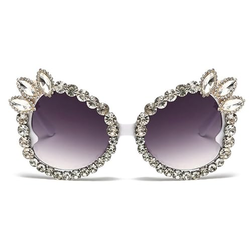 COTIA 2025 Fashion Cat Eye Diamond Sunglasses for Womens Bling Crystal Rhinestones Handmade Decoration Sun Glasses