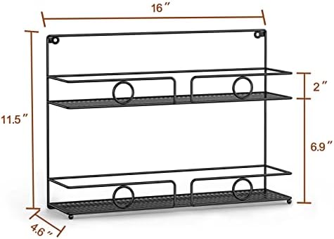 Spice rack wall mounted 4 Tier Herb rack inside cupboard kitchen rack spice organiser Black Free Standing Non-Slip Home Kitchen Space Saving Storage Solution Holder Organiser