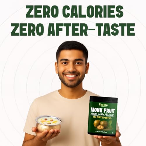 Image of Zeeero Monk Fruit with Allulose Sweetener without erythritol | 1:1 Sugar Replacer Zero Calories | Monk sugar /monk fruit /Monkfruit powder | No Preservatives