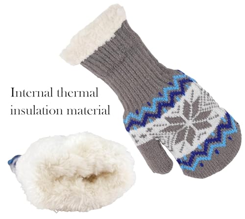 Girls Boys Winter Knit Mittens Double Layer Warm Gloves Cold Weather Knitted Mittens for 3-7 Years 5