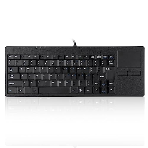 BROLEO 82 Keys Anti-Slip Mat USB Keyboard, Wired Keyboard, Built-in Touchpad HUB Port for Desktop Laptop Computer