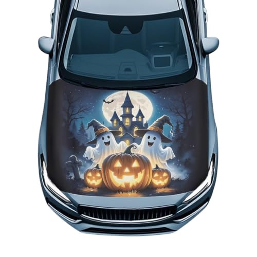 Image of Moon Castle Car Hood Cover Stretchable Polyester,Engine Cover,Elastic Fabrics Can be Washed,Car Bonnet All-Season Protection