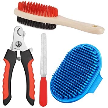 Pups&Pets Dog Grooming Combo Set of Soft Dog Brush Double Side (Medium) + Hand Shaped Rubber Massager Brush Glove + Nail Cutter with Filer – Pack of 3 (Color May Vary) (B09XFD2CLJ) Amazon Price History, Amazon Price Tracker