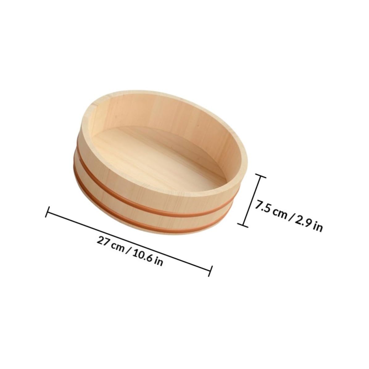 Seau à Sushi Rond en Bois et Cuivre, Grand Format Cuisine Japonaise
