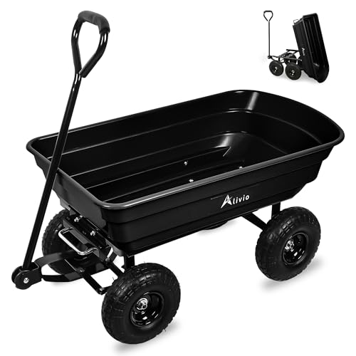 Alivio Garden Tipping Wheelbarrow Cart 75L, 10in Pneumatic Wheels Heavy Duty Wheelbarrow Trolley Easy Transport, 250kg Capacity Swivel Handle Wagon Cart for Outdoor, Patio, Tools, Waste Material 1 Alivio Garden Tipping Wheelbarrow Cart 75L, 10in Pneumatic Wheels Heavy Duty Wheelbarrow Trolley Easy Transport, 250kg Capacity Swivel Handle Wagon Cart for Outdoor, Patio, Tools, Waste Material