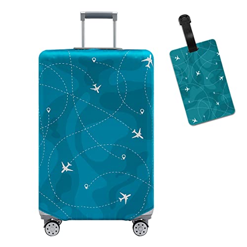Image of Travelkin Luggage Covers For Suitcase Tsa Approved Suitcase Cover Protector, Air Line Blue Set, M | 4 sizes Fit 18-32 Inch Luggage, travel,luggage protector,Washable, Anti-scratch,carry on cover,multiple colors,elastic