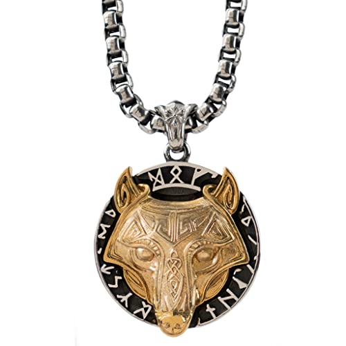 Collier Viking Odin pendentif loup hypoallergénique qui ne ternit pas