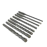 Diámetro: 5 mm, 6 mm, 8 mm, 10 mm, 12 mm, 14 mm. Longitud total: 160 mm. Fácil de clasificar, el tamaño de la broca marcará en el eje. Juego de 9 brocas SDS-plus para aplicación en hormigón y mampostería. Esto te permite taladrar todos los agujeros de anclaje.