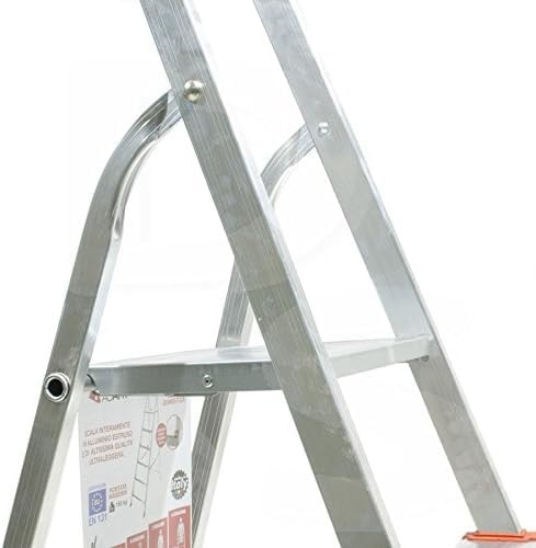 Kasart Escalera de uso doméstico de aluminio, capacidad de 150 kg, fabricada en Italia, certificada EN 131 (5 peldaños)