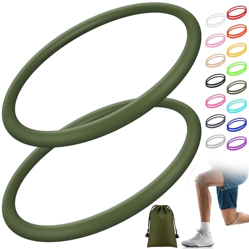 Image of Foilswirl Silicone Patella Knee Band for Basketball Patella Tendon Support Knee Pain Running Tendon Brace Support Strap(2,Army Green,M)