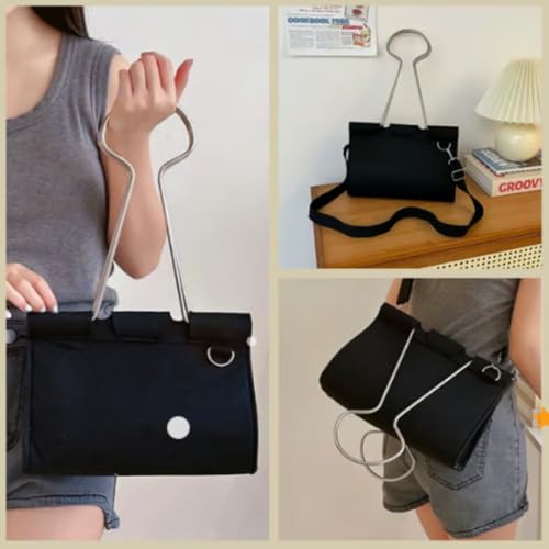 Bolso Tote de Fieltro con Forma de Clip para Mujer miniatura 5