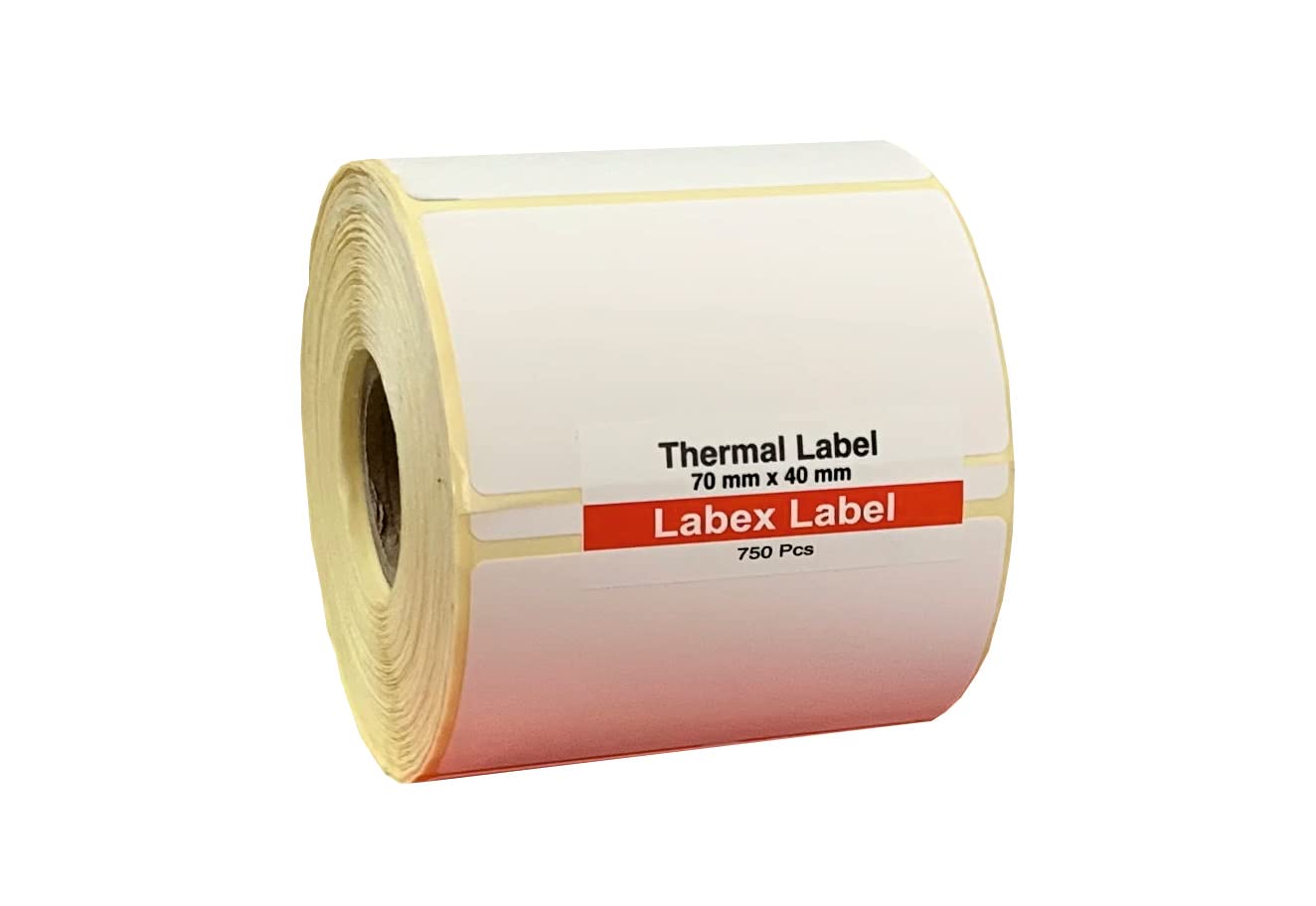 Etykiety termiczne 70x40 mm na rolce – Etykiety Termiczne Magazynowe Opakowanie Zbiorcze – 5 rolek 5000 etykiet – Bez taśmy – TSC Godex kompatybilne – Labex Label