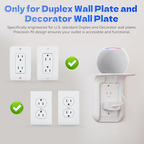 Outlet Shelf Wall Bathroom Shelf, Bathroom Wall Decor for Google Home/Echo/Smart Speakers(up to 10lbs), Smart Home Decor, Toothbrush, Kitchen, Cell Phone, Space Saving Power Tools, White - Image 5