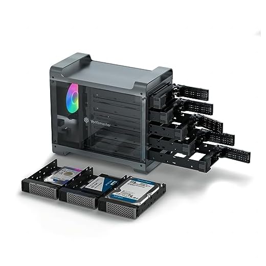 Yottamaster Aluminio Carcasa Raid para Disco Duro de 5 Bahías con Raid 0/1/3/5/10/JBOD (Span)/PM,Centrado en los Juegos Carcasa de 5 Bahías para HDD/SSD de 3,5"/2,5" [DF5RU3]