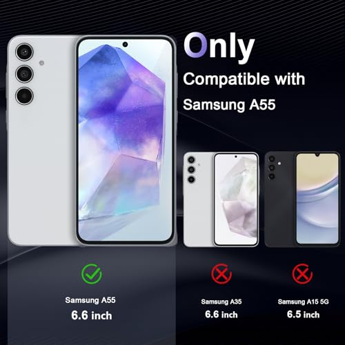 Image of Case for Samsung Galaxy A55 5G, Military Grade Drop Protection Phone Case, Yellowing Resistant, Anti-Scratch Hard PC Back, Shockproof Hard Ultra-Thin Protective Cover, Clear