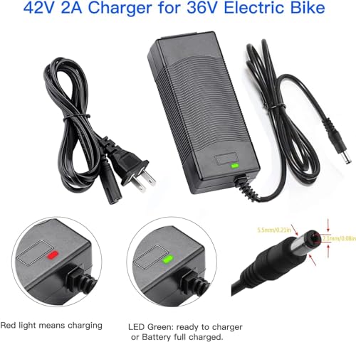 Image of 36V Ebike Battery 20Ah Electric Bike Battery with 2A Charger, T-Plug, XT60 Connector and BMS for 250-750W Electric Bicycles Motor