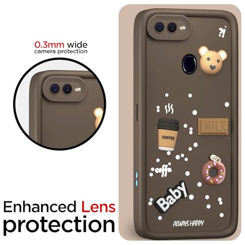 Image of Bintage Cute Fun Taddy Cartoon 3D Ball Bear Milk Donut Coffee Cup Silicon Case Full Body & Camera Protection Back Cover Compatible for Realme 2 Pro - Brown