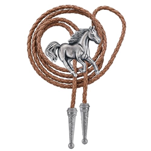 Image of GelConnie Bolo Ties for Men Women Western Cowboy Tie Mens Western Necklace Leather Necktie Gold Bolero Tie Cowboy Necklace