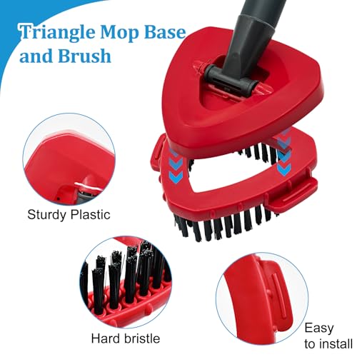 Image of Spin Mop Handle, Mop Heads Replacements,Scrubber Brush and Mop Base Compatible with Ocedar RinseClean 2-Tank System, Mop Handle and Head Replacement Combo Set for Wet Dry Use Floor Cleaning