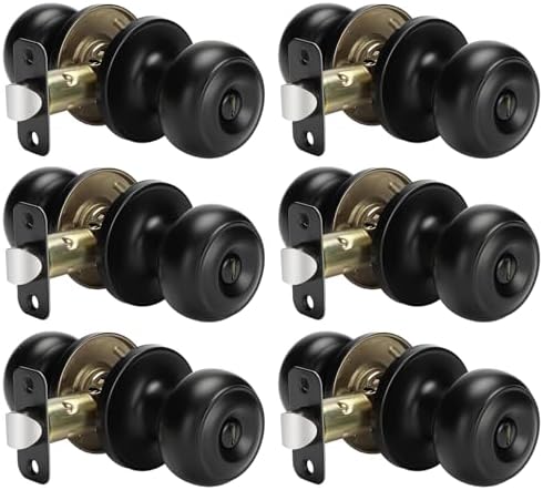 Haidms 6 Pack Matte Black Door Knobs Interior Privacy, Black Interior Door Knobs for Bedroom or Bathroom Classic Round Doorknobs Hardware