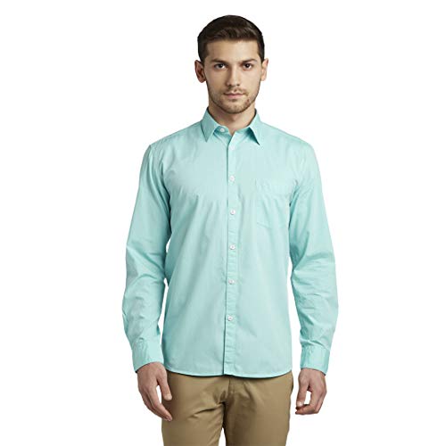 Image of Parx Men's Pure Cotton Dobby Pattern Slim Fit Semi Cutaway Collar Full Sleeve Casual Shirt