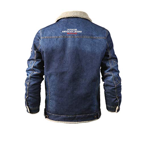 Men's Casual Autumn Winter Long Sleeve Plush Denim Jacket Men Lightweight Jacket #TOP2