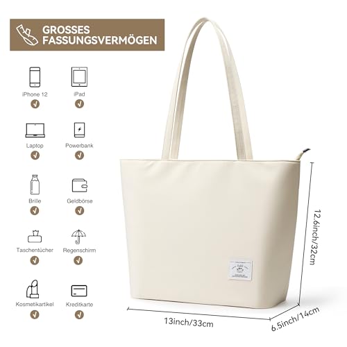 Image of KALIDI Tote Bag for Women Large Waterproof Shoulder Bag Zipper Casual Hobo Handbag Work Shopping Lightweight