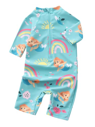 Aisyee Toddler Baby Girls Rash Guard Sunsuits for Girls One Piece Swimsuits UPF 50+ Short Sleeve Bathing Suit Beachwear2