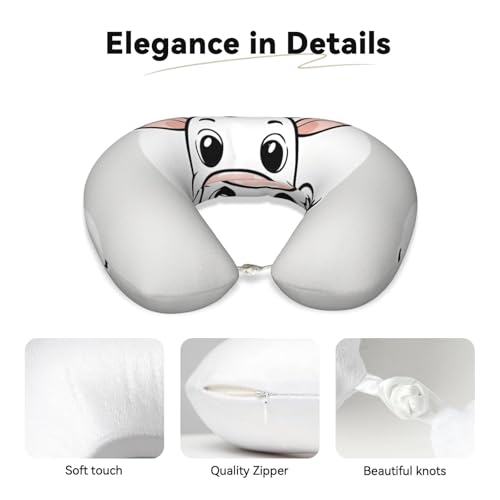 Almohada de viaje políéster negra con diseño vaca miniatura 4
