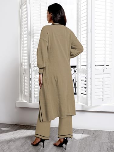 Image of Fixmatti Women's Fuzzy 3 Piece Sweatsuit Open Front Cardigan Crop Tank Tops Wide Legs Pants Lounge Sets