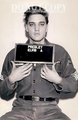 Póster de Elvis Mugshot (11x17) impreso en retrato militar coleccionable de 1960