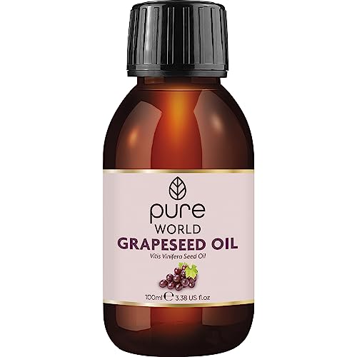 Pure World Natural Grapeseed Oil REAL100% Pure and Undiluted. 100ml. Premium Italian Quality Grapeseed Oil Aromatherapy Massage Skin Nails Body and Face Food Grade