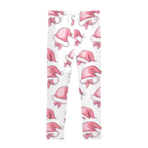 ZZKKO Girls Leggings Bow Christmas Hat Toddler Girls Clothes Leggings for Girls Toddler Girls Leggings 3-4T2