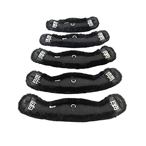 Merauno Sheepskin Saddle Girth Moon Saddle Girth High Dense Wool with Stainless Steel Buckle R10M-75BKBK