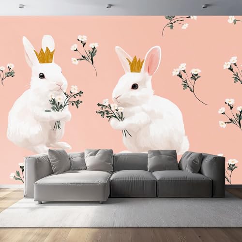 Fotomural de cuento de hadas con conejos para decorar el dormitorio infantil 2