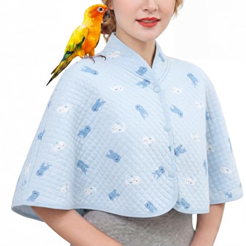 Image of QBLEEV Parrot Anti-Scratch Shoulder Protector, Bird Diaper Poop Cover Pad | Soft cotton shawl cape for birds to stand on shoulders, pet arm guard for lovebirds finches parakeets cockatiels conures