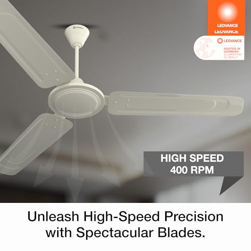 Image of LEDVANCE Windy Ceiling Fan 1200mm | 400 RPM Speed | Low Power Consumption | Higher Air Delivery | BEE Star Rated | Heavy Motor | Suitable for Room, Schools & Offices | 2 Year Warranty - Ivory