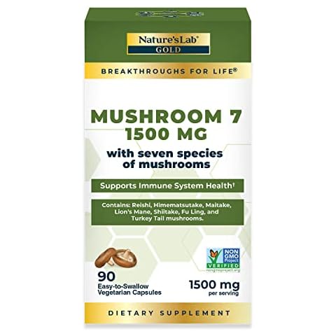 Nature's Lab Mushroom 7 Organic Blend - Benefits The Immune System, Cell Function and Endurance - 90 Capsules (45 Servings) Cover