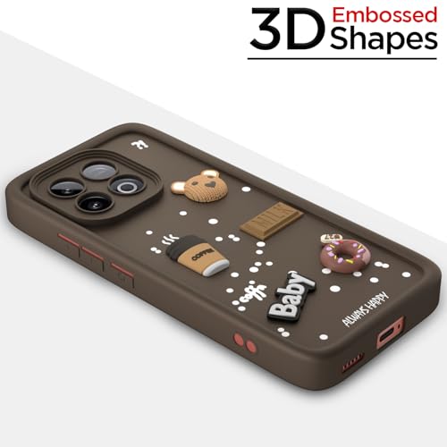 Image of Pikkme Back Cover for iQOO Neo 10 5G | Cute Fun Cartoon 3D Bear Silicone Full Body Protection Bumper Case (Brown)