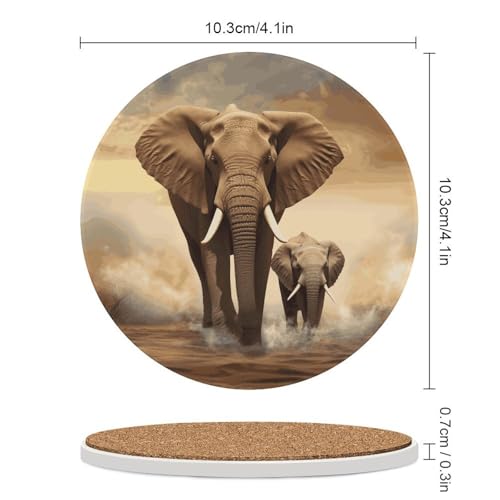 Dessous de verre absorbants éléphant en céramique et liège - 3